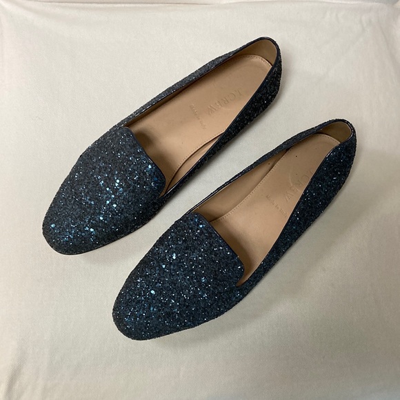 J Crew sparkly navy blue loafers